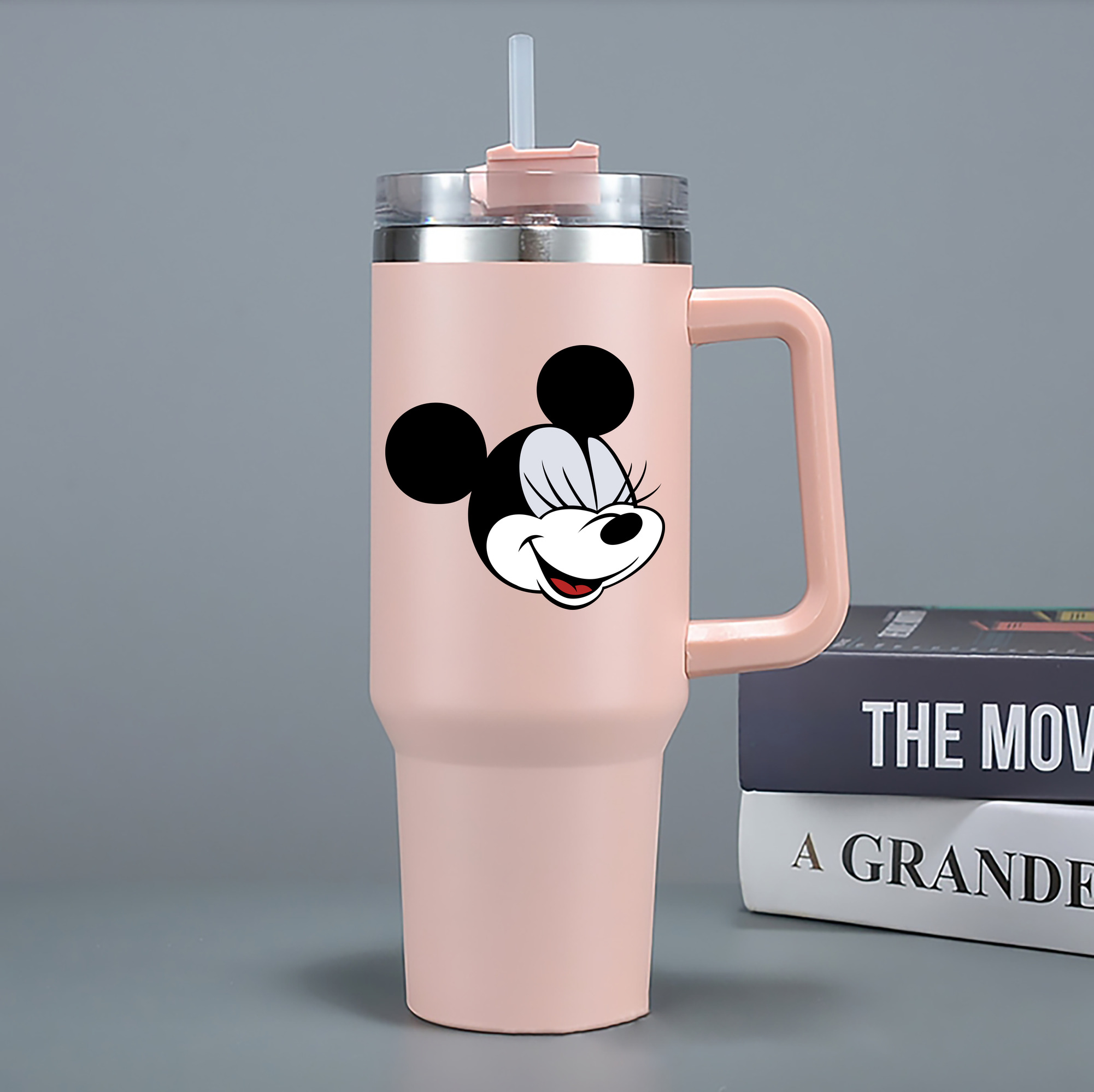 （画像用） ミッキーマウス Mickey Mouse 1200mL車用タンブラー - クリスタルステッカー（プラスチックストロー付き）